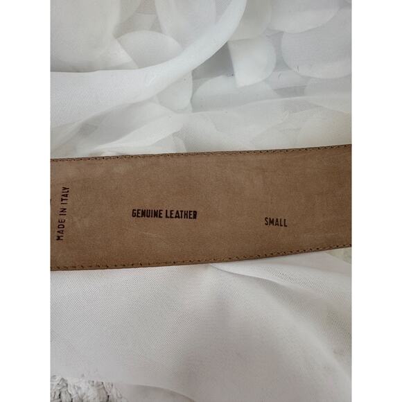 Vintage Donna Karen WIDE Leather Belt Mustard Gold Lizard Embossed Small ITALY - Picture 6 of 7